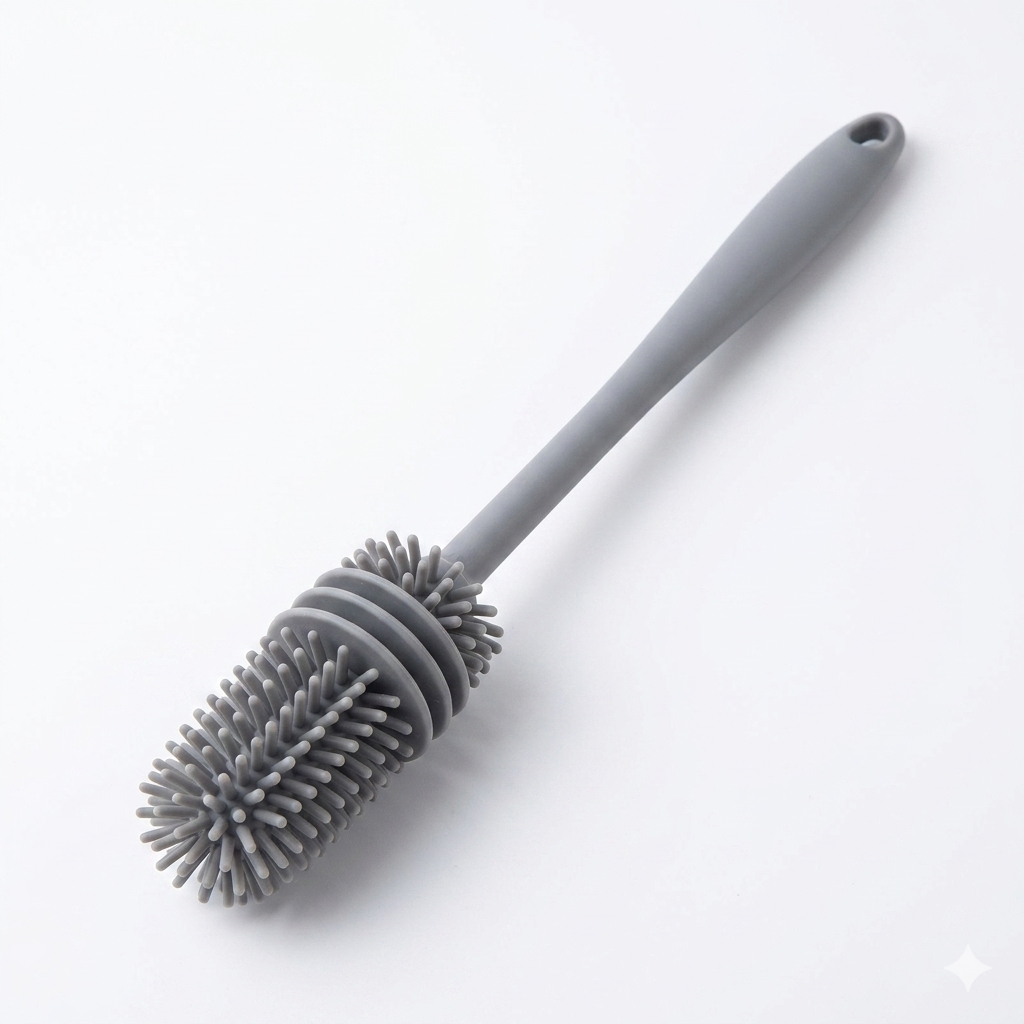 Multipurpose Silicone Bottle Brush with Long Handle – Non-Scratch Cleaning Brush for Water Bottles, Flasks, and Deep Jugs