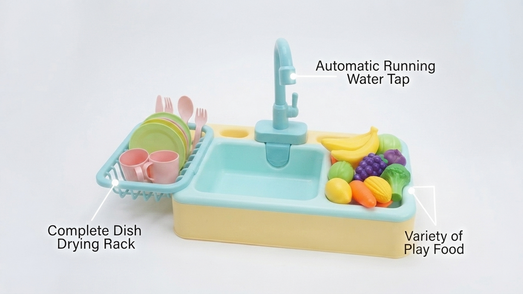 Amazing Kids Play Sink with Running Water – Behtareen Jadooi Kitchen Toy Set for Kids
