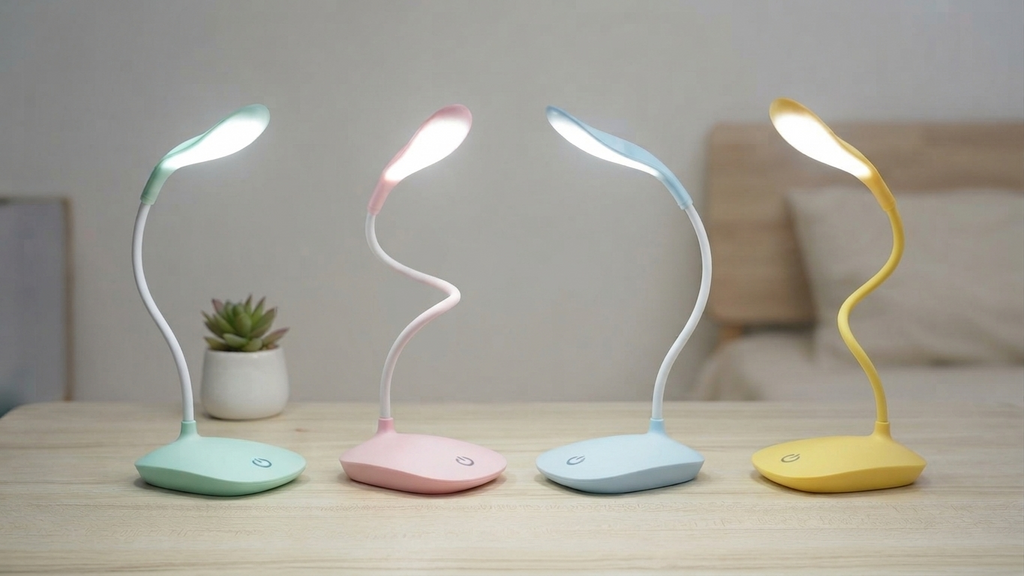 360° Flexible LED Desk Lamp – Rechargeable Eye-Caring Reading Light with 3 Modes