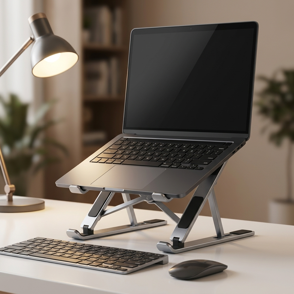 Ergonomic Portable Laptop Stand – Sturdy Aluminium Alloy with Anti-Slip Grip & 7 Adjustable Angles for Improved Posture