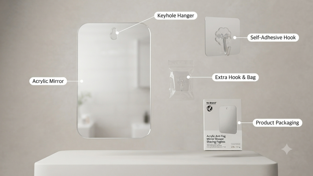 Acrylic Anti Fog Mirror For Bathroom Shower & Shaving