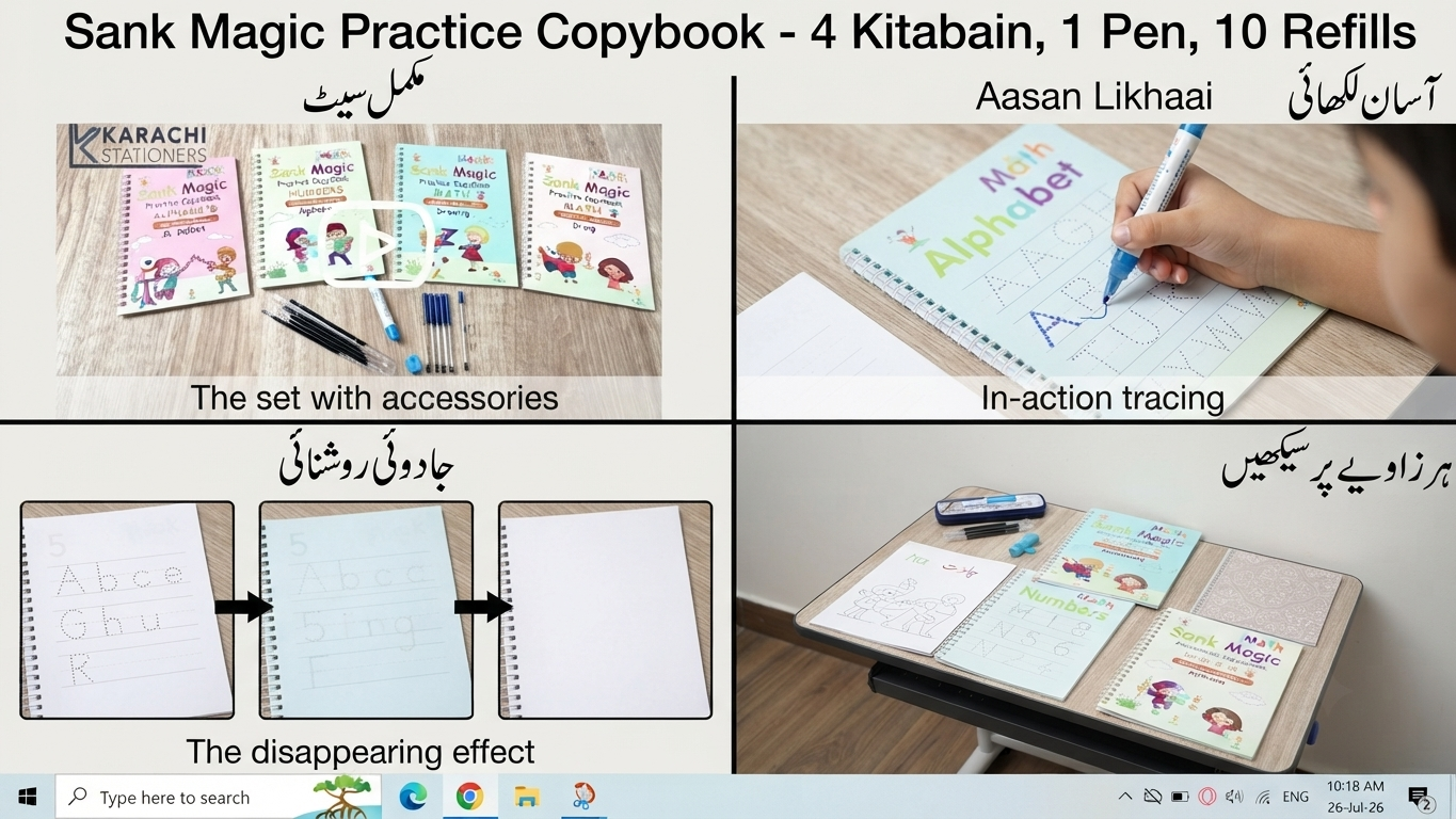 Reusable Handwriting Workbook for Kids with Magic Pen & Refills