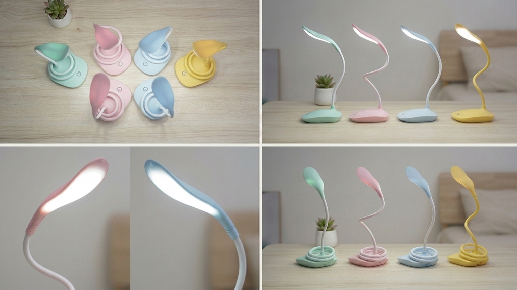 360° Flexible LED Desk Lamp – Rechargeable Eye-Caring Reading Light with 3 Modes