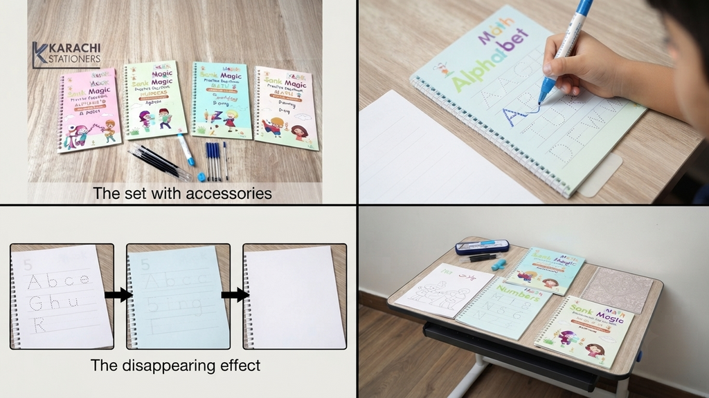 Reusable Handwriting Workbook for Kids with Magic Pen & Refills