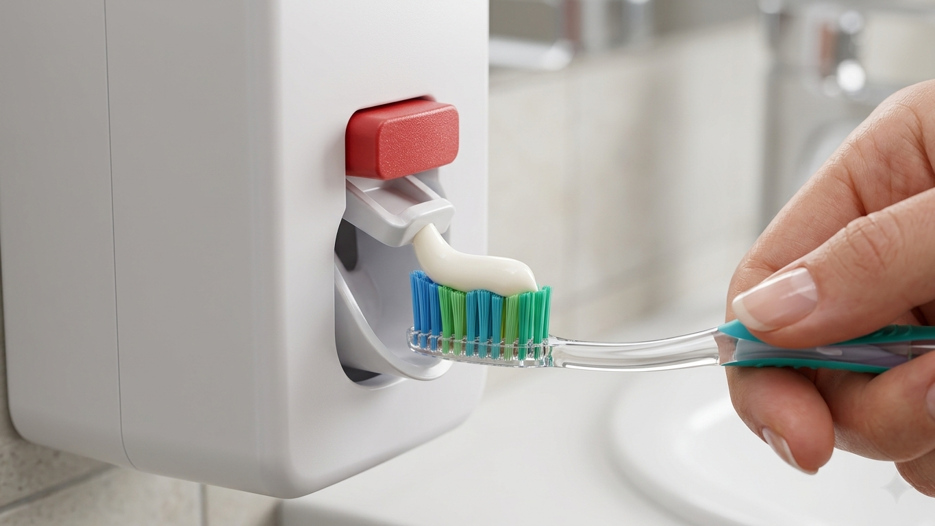 2-in-1 Smart Toothpaste Squeezer with Dust-Proof Toothbrush Stand