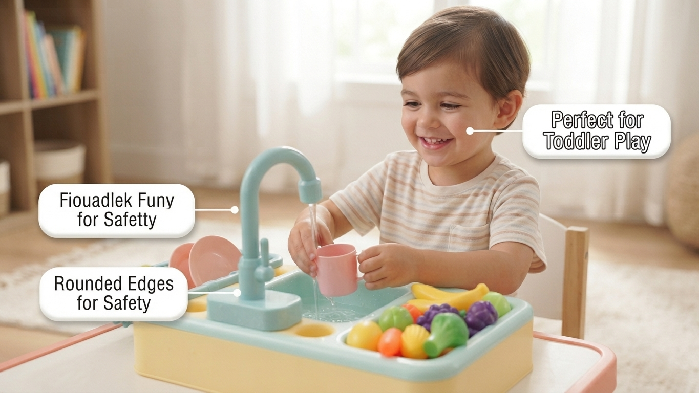 Amazing Kids Play Sink with Running Water – Behtareen Jadooi Kitchen Toy Set for Kids