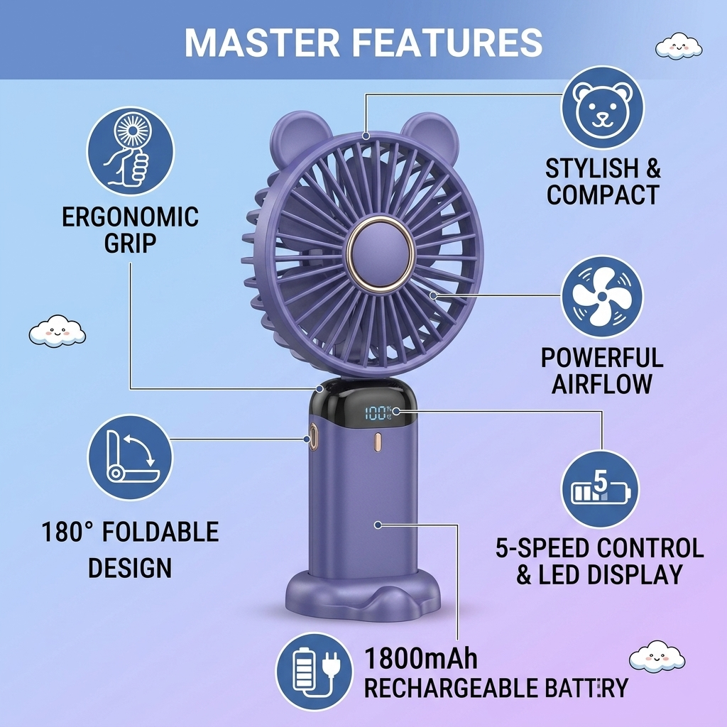 Premium USB Rechargeable Handheld Mini Fan