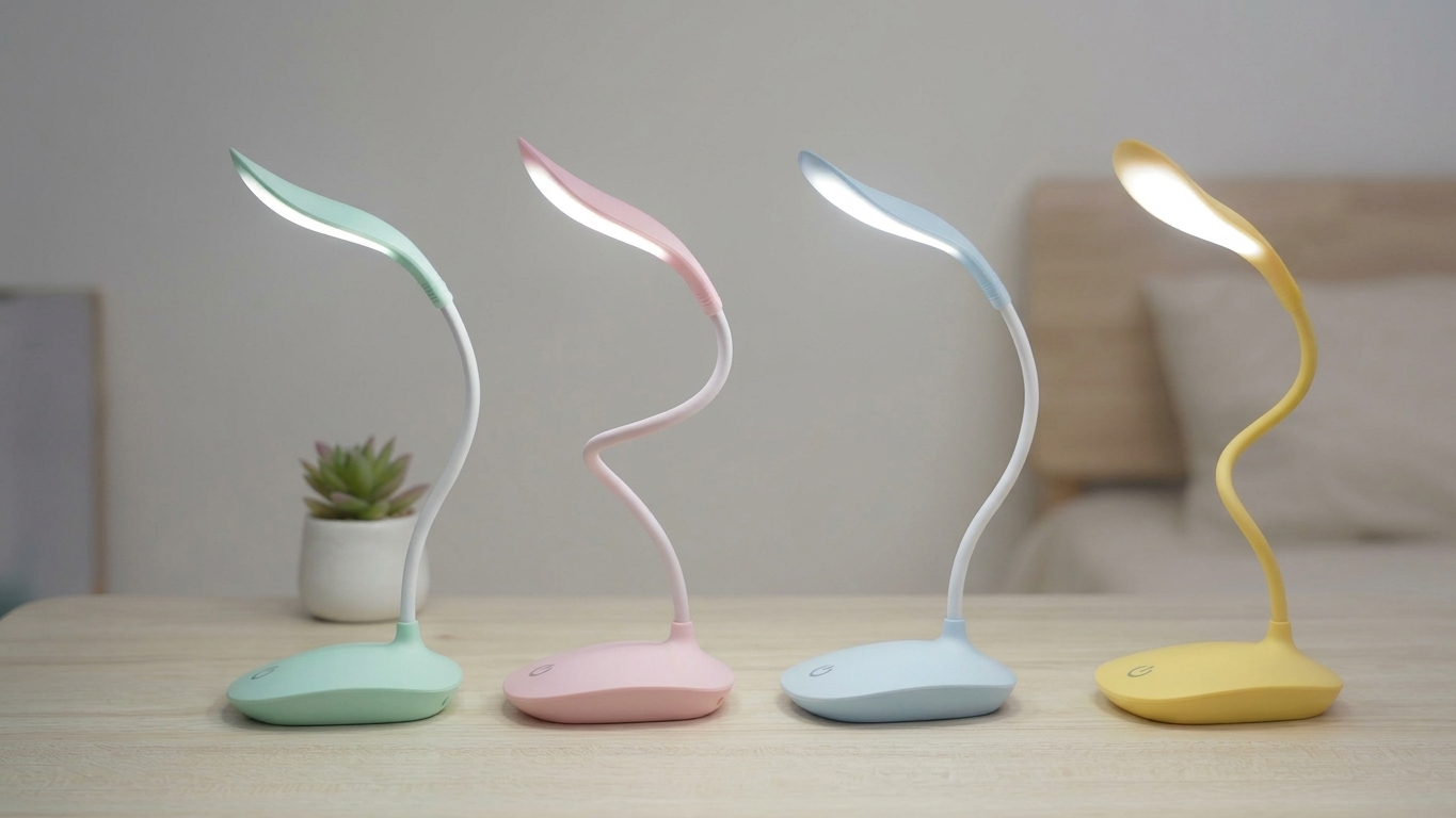 360° Flexible LED Desk Lamp – Rechargeable Eye-Caring Reading Light with 3 Modes