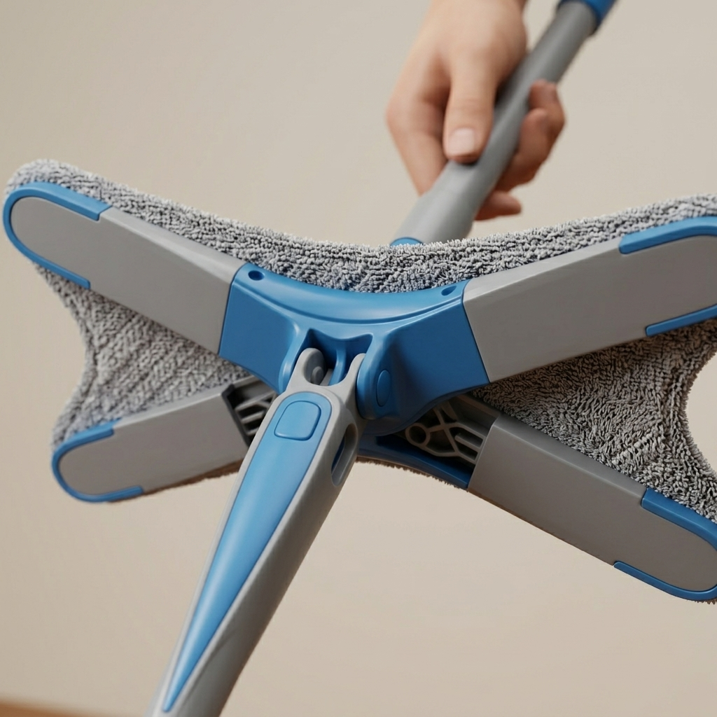 X-Type Hands-Free Self-Wringing Microfiber Floor Mop – 360° Rotatable Cleaning Tool for Home & Kitchen