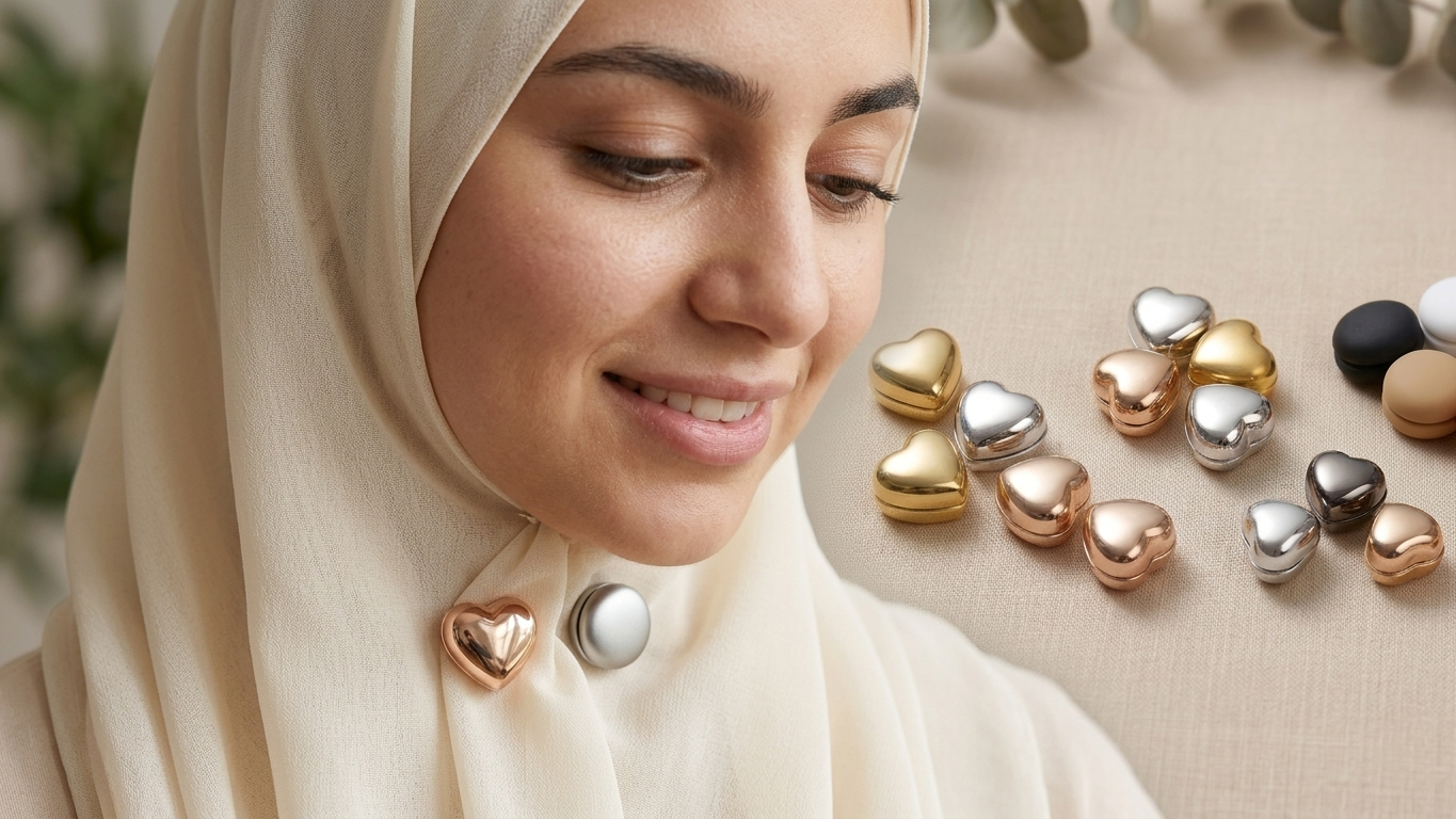 Elegant Hijab & Scarf Magnets – No More Holes! Secure, Stylish & Pinless Closure