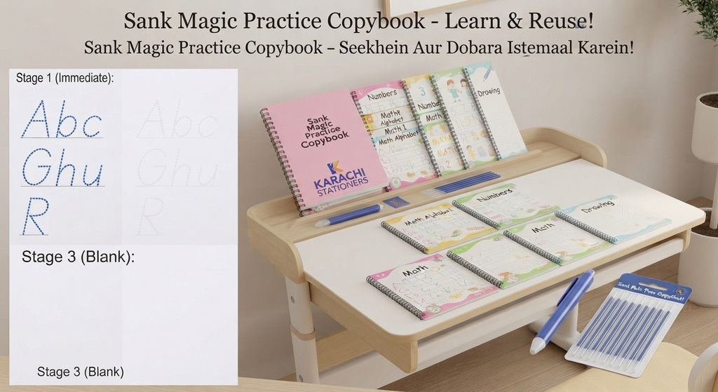Reusable Handwriting Workbook for Kids with Magic Pen & Refills