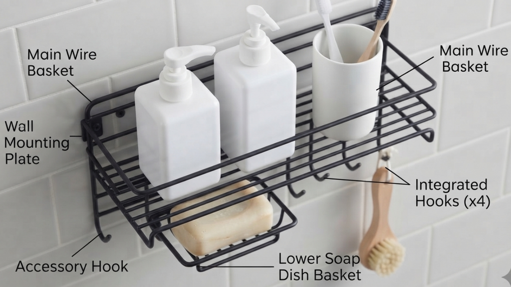 Premium Anti-Rust Wall Mounted Organizer for Bath