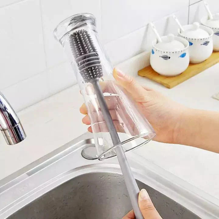 Multipurpose Silicone Bottle Brush with Long Handle – Non-Scratch Cleaning Brush for Water Bottles, Flasks, and Deep Jugs